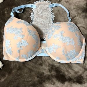 Pink Victoria’s Secret razorback push up bra